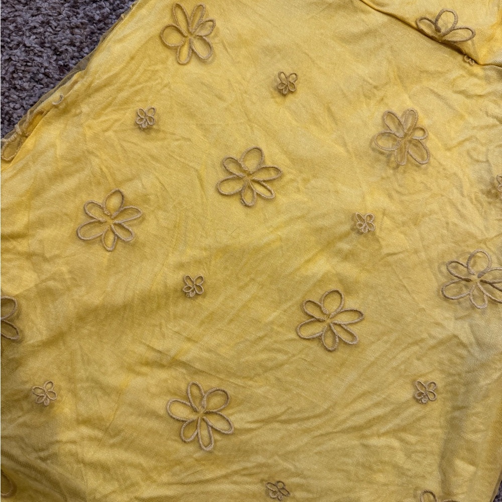 Boutique Bright Yellow Floral Embroidered Slip Dress – Size L - Picture 5 of 6